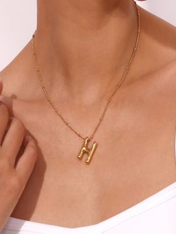 AQUASTREET - 18K Gold Plated Waterproof Antitarnish Balloon Design Initial-H Pendant Necklace
