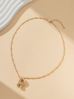 AQUASTREET - 18K Gold Plated Waterproof Antitarnish Balloon Design Initial-R Pendant Necklace