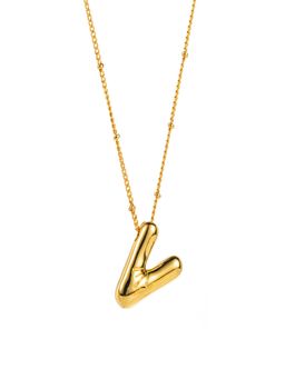 AQUASTREET - 18K Gold Plated Waterproof Antitarnish Balloon Design Initial-V Pendant Necklace