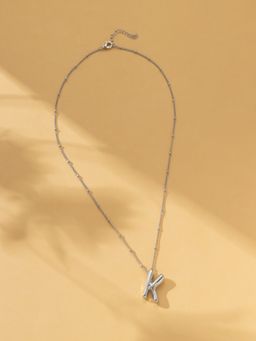 AQUASTREET - 18K Silver Plated Waterproof Antitarnish Balloon Design Initial-K Pendant Necklace