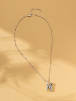 AQUASTREET - 18K Silver Plated Waterproof Antitarnish Balloon Design Initial-M Pendant Necklace