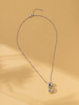AQUASTREET - 18K Silver Plated Waterproof Antitarnish Balloon Design Initial-S Pendant Necklace