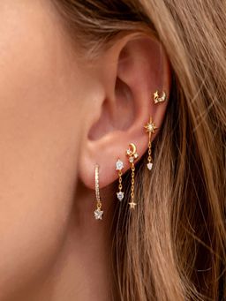 AQUASTREET - 18K Plated Antitarnish Pink Star Moon Earring Set (Pack Of 5)