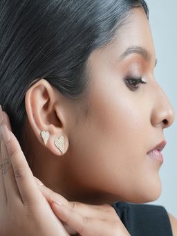 AQUASTREET - 18K Gold Plated Waterproof, Anti-Tarnish Mini Heart Zircon Studs