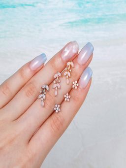 AQUASTREET - 18K Plated Anti-Tarnish Pink Floral Earring Set (Pack Of 2)