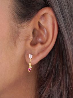 AQUASTREET - 18K Gold Plated Waterproof, Anti-Tarnish Teddy Love Zircon Drops Stud