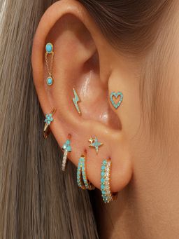 AQUASTREET - 18K Plated Anti-Tarnish Blue Zircon Earring Set (Pack Of 8)