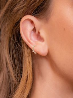 AQUASTREET - 18K Gold Plated Waterproof, Anti-Tarnish White Zircon Crescent Studs