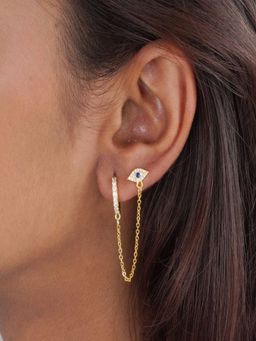 AQUASTREET - 18K Gold Plated Waterproof, Anti-Tarnish Evil Eye Zircon Earring Chain