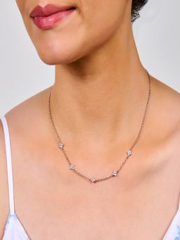 AQUASTREET - 18K Silver Plated Waterproof, Anti-Tarnish Blue Floral Choker Necklace