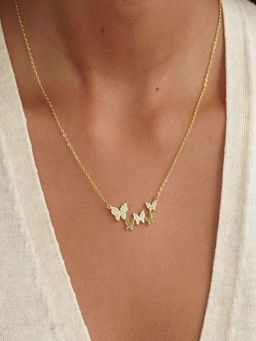 AQUASTREET - 18K Gold Plated Waterproof, Anti-Tarnish Zircon Butterfly Pendant Necklace