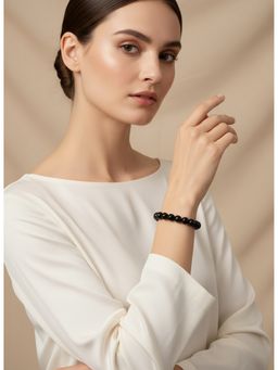 NVR - Black Marbel Crystal Elasticated Bracelet