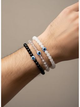 NVR - Transparent White Marbel Crystal Elasticated Bracelet (Pack Of 3)