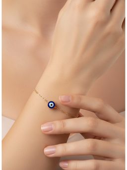NVR - Gold Toned Blue Evil Eye Charm Bracelet