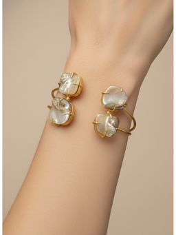 NVR - Gold Plated Mother Of Pearl Handcrafted Cuff Bracelet
