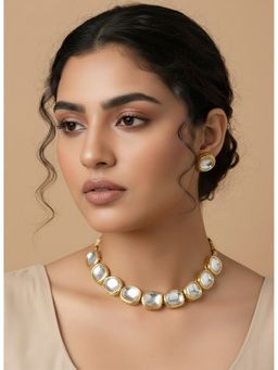 NVR - White Kundan-Studded Handcrafted Jewellery Set