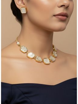 NVR - White Gold-Plated Mother Of Pearl Handcrafted Jewellery Set