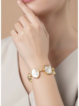 NVR - Gold Plated Handcrafted Mother Of Pearl Link Bracelet