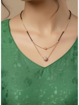 NVR - Rose Gold Cz Stone-Studded and Beaded Layered Mangalsutra