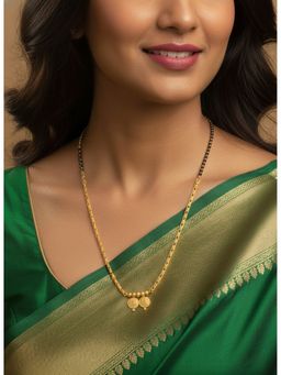 NVR - Gold Plated Black Beaded Mangalsutra