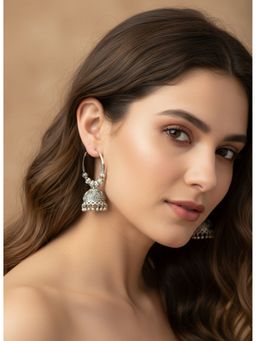 NVR - Handmade Silver Plated Oxidized Traditional Jhumka Earrings