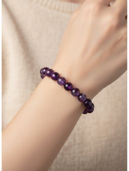 NVR - Natural Round Purple Amethyst Semi Precious Gemstone Bracelet