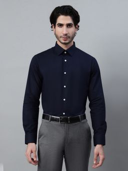Cantabil - Men Navy Blue Breathable and Soft with Color Fastness Regular Fit Shirt