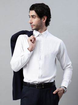 Cantabil - Men White Breathable and Soft with Color Fastness Regular Fit Shirt