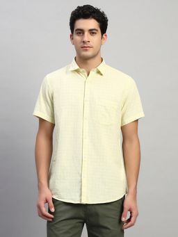 Cantabil - Men Yellow Breathable and Soft with Color Fastness Regular Fit Shirt