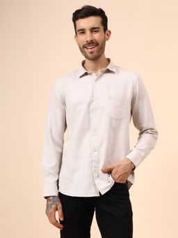 Cantabil - Men Beige Breathable and Soft with Color Fastness Regular Fit Shirt