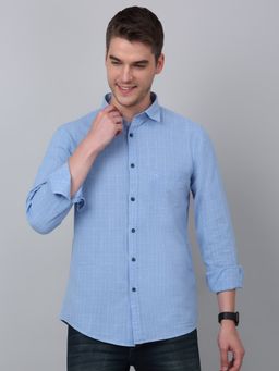 Cantabil - Men Blue Breathable and Soft with Color Fastness Regular Fit Shirt