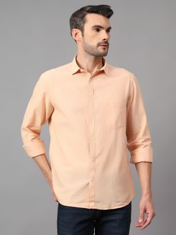 Cantabil - Men Orange Breathable and Soft with Color Fastness Regular Fit Shirt