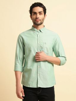 Cantabil - Men Green Breathable and Soft with Color Fastness Regular Fit Shirt