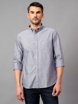 Cantabil - Men Navy Blue Breathable and Soft with Color Fastness Regular Fit Shirt