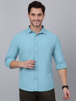 Cantabil - Men Teal Breathable and Soft with Color Fastness Regular Fit Shirt