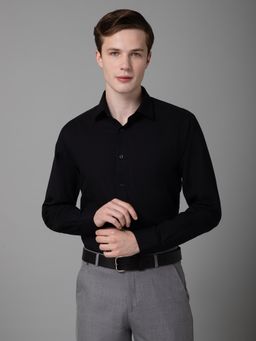 Cantabil - Men Black Breathable and Soft with Color Fastness Regular Fit Shirt