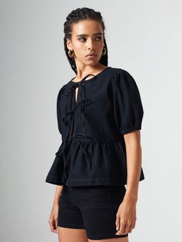 DOLCE CRUDO - Black Solid Plain Top