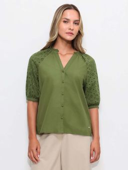 U.S. POLO ASSN. - Green Embroidered Top