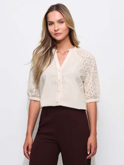 U.S. POLO ASSN. - Beige Embroidered Top