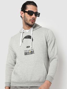 Campus Sutra - Typo Hooded Sweatshirt Ribbed Hem