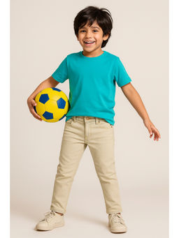 Tales & Stories - Boys Beige Slim Fit Denim Jeans