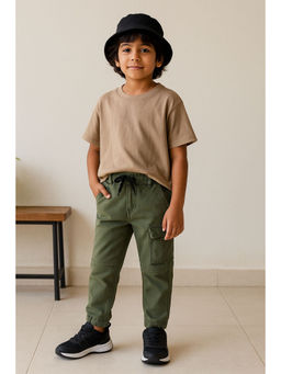 Tales & Stories - Boys Green Lycra Washed Jogger