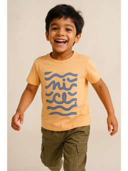 Tales & Stories - Boys Orange Cotton Embroidered T-shirt