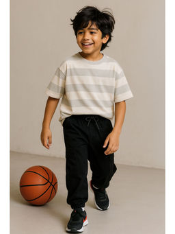 Tales & Stories - Boys Black Lycra Baggy Fit Jogger