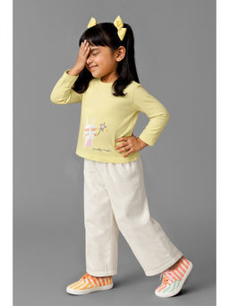 Tales & Stories - Girls Yellow Cotton Full Sleeve T-shirt