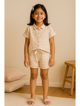 Tales & Stories - Girls Printed Off White Viscose Poly Co-Ord Set