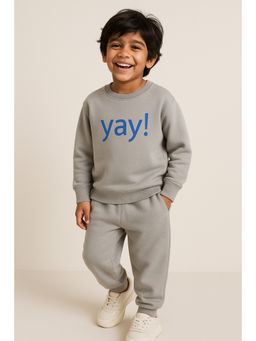 Tales & Stories - Boys Grey Cotton Poly Printed Sweatshirt