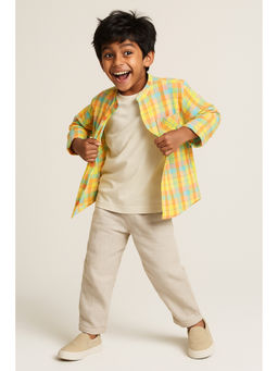Tales & Stories - Boys Multicolor Oversized Checked Cotton Shirt