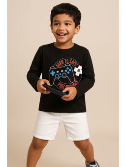 Tales & Stories - Boys Black Cotton Full Sleeve T-shirt