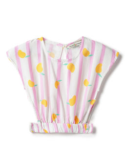 Tales & Stories - Girls Pink Viscose Printed Sleeveless Top